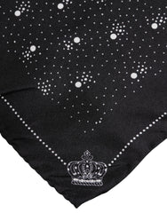 Dolce & Gabbana Black White Printed Square Men Foulard Scarf