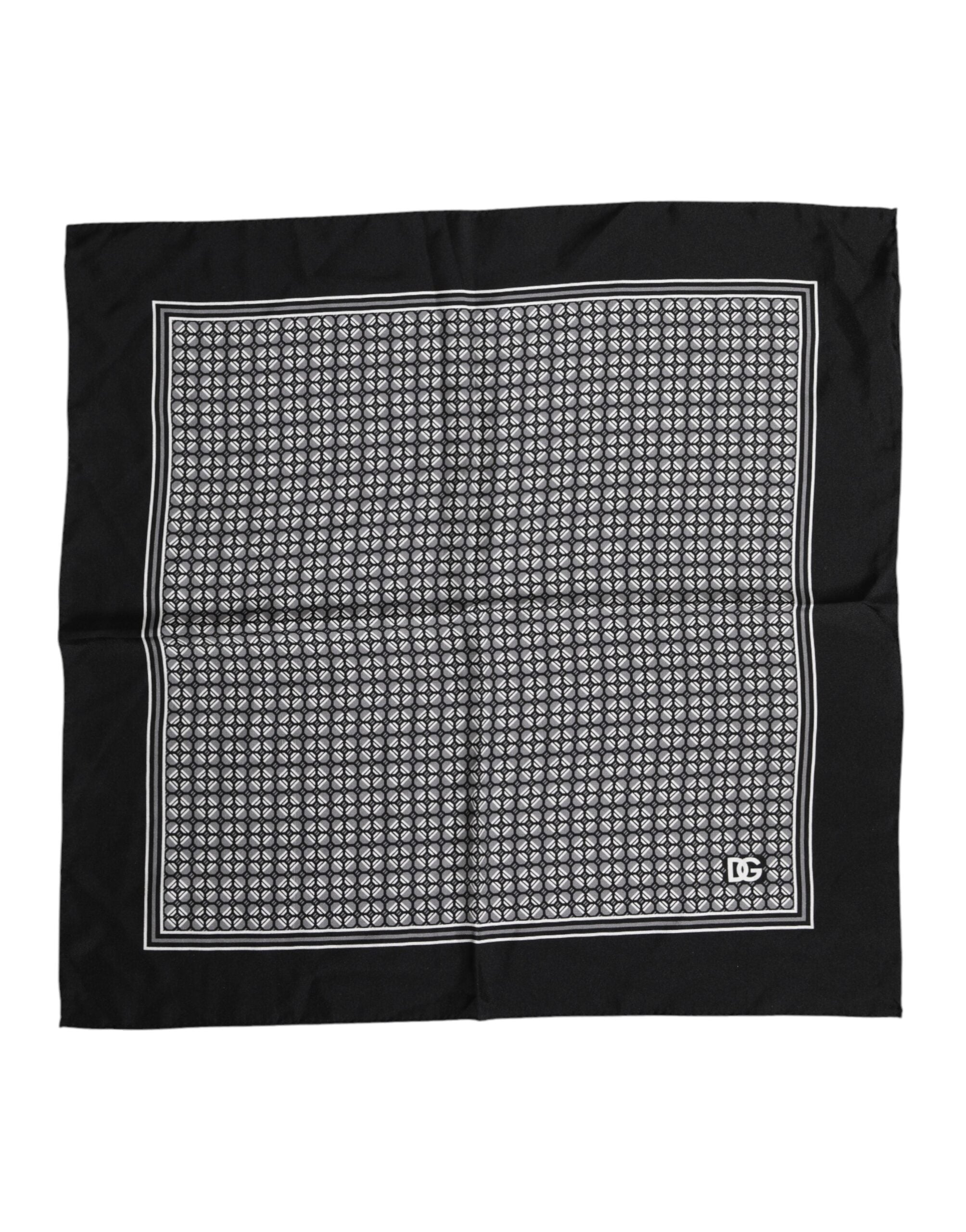 Dolce & Gabbana Black White Patterned Square Foulard Scarf