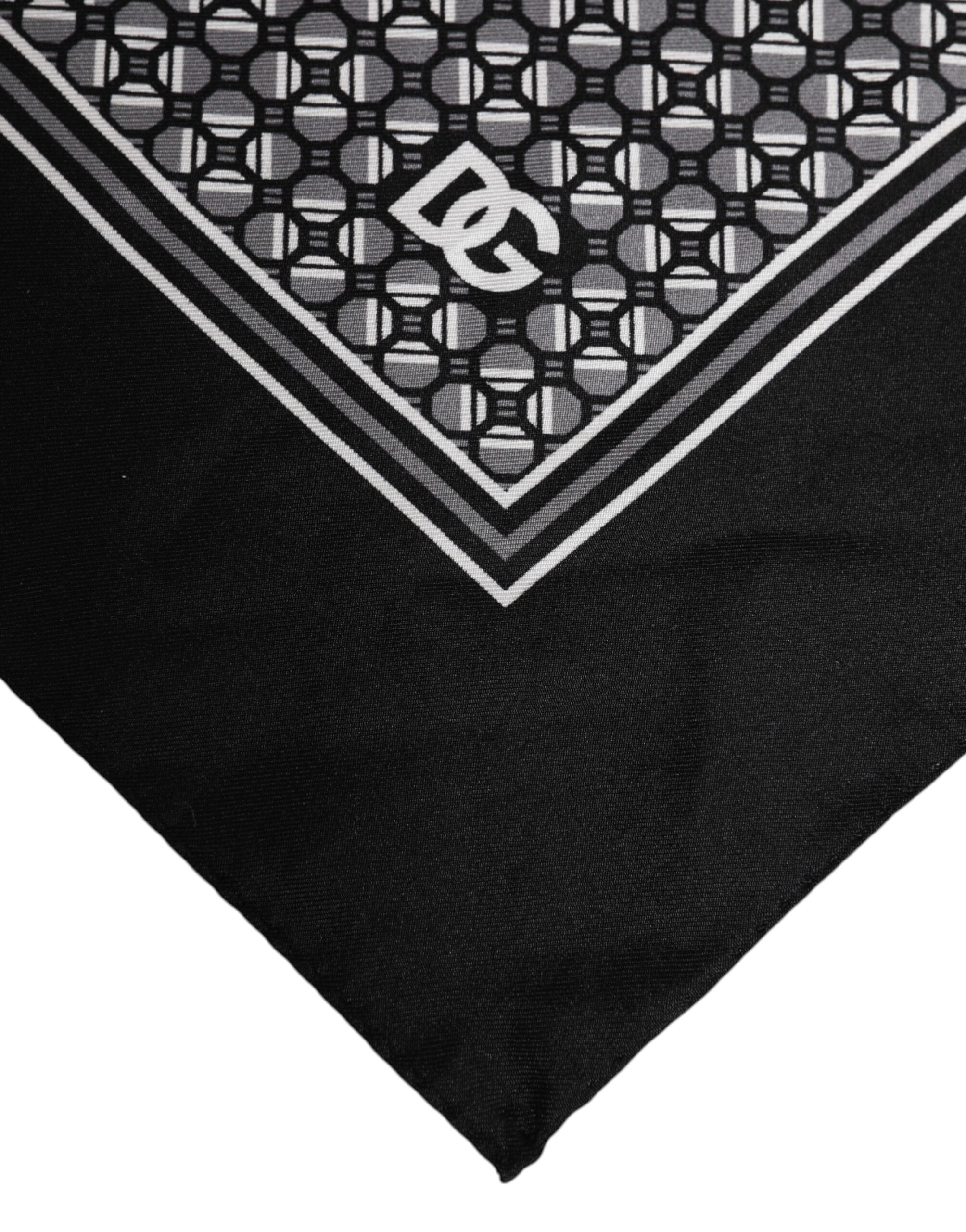 Dolce & Gabbana Black White Patterned Square Foulard Scarf