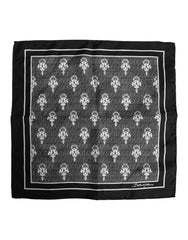Dolce & Gabbana Black White Printed Square Foulard Scarf