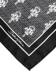 Dolce & Gabbana Black White Printed Square Foulard Scarf