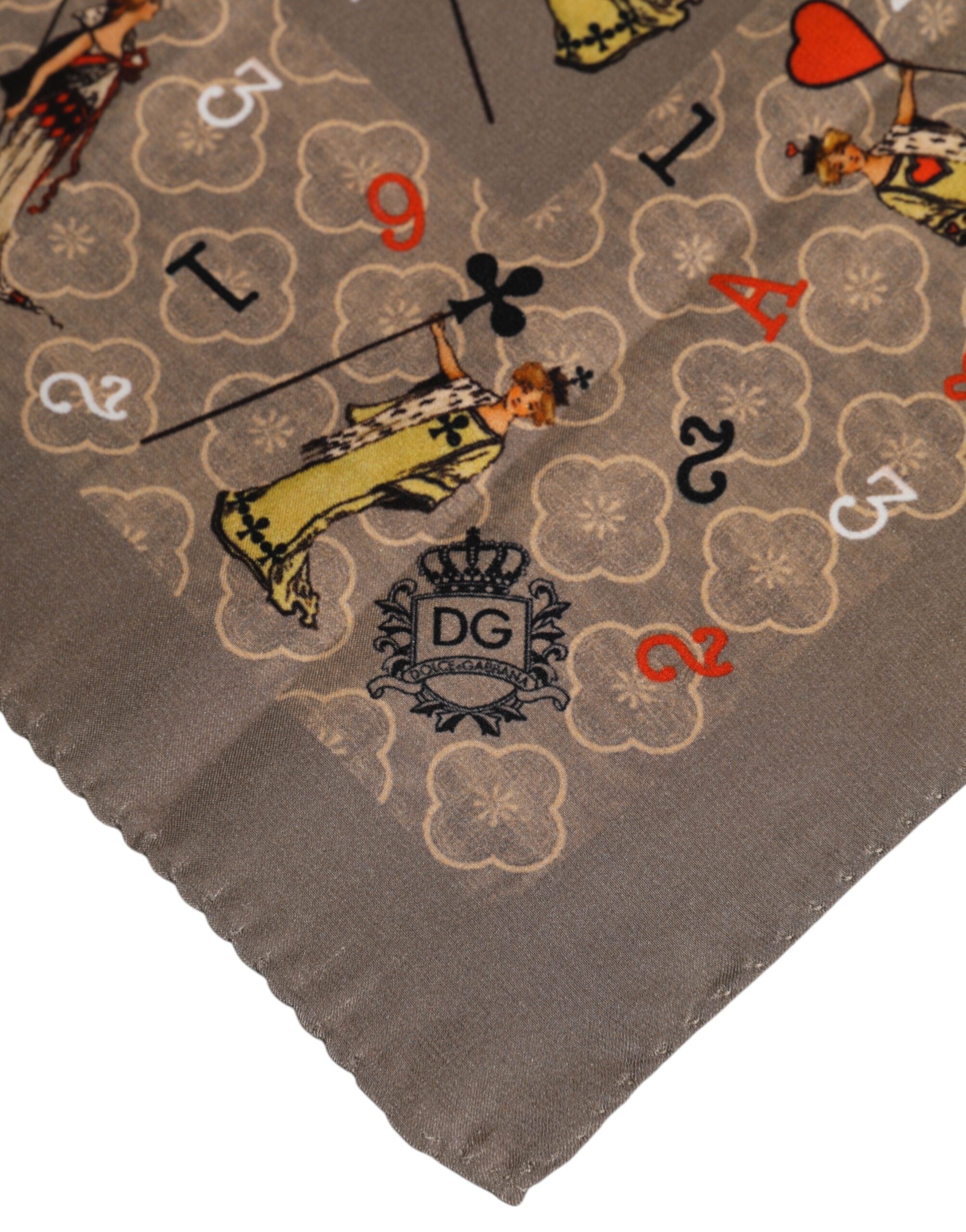 Dolce & Gabbana Brown Silk Printed Square Men Foulard Scarf