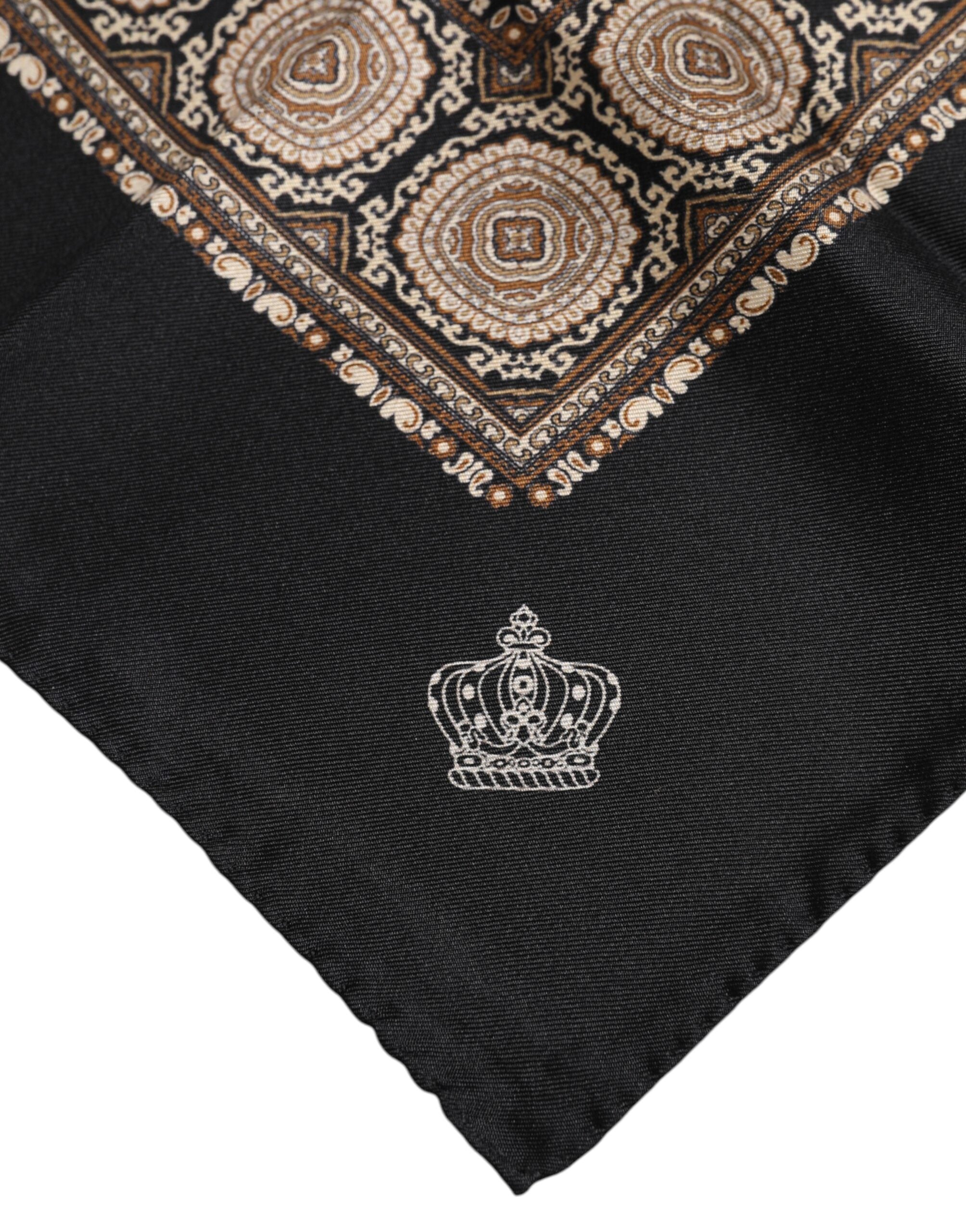 Dolce &amp; Gabbana Svartbrun Mönstrad Fyrkantig Foulard Halsduk