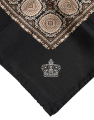 Dolce &amp; Gabbana Svartbrun Mönstrad Fyrkantig Foulard Halsduk