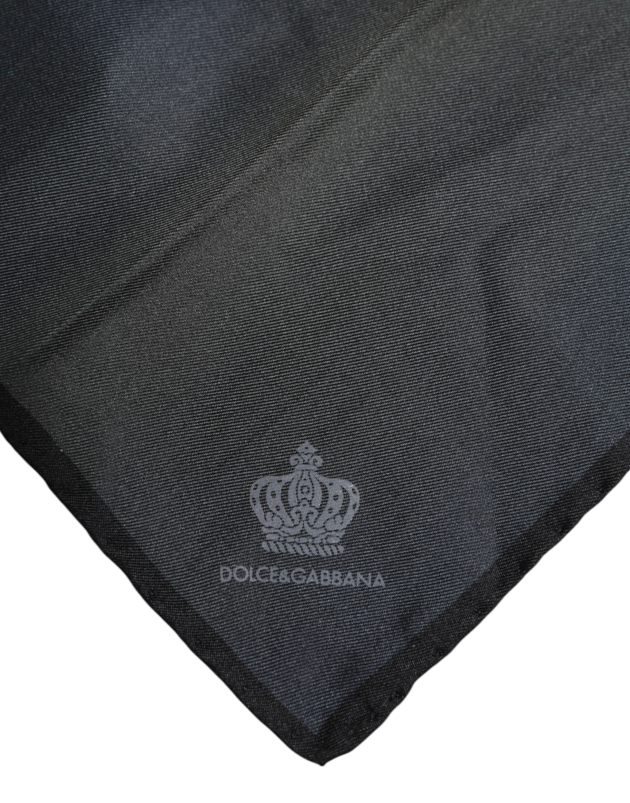 Dolce &amp; Gabbana Blå DG Crown Siden Fyrkantig Herr Foulard Halsduk