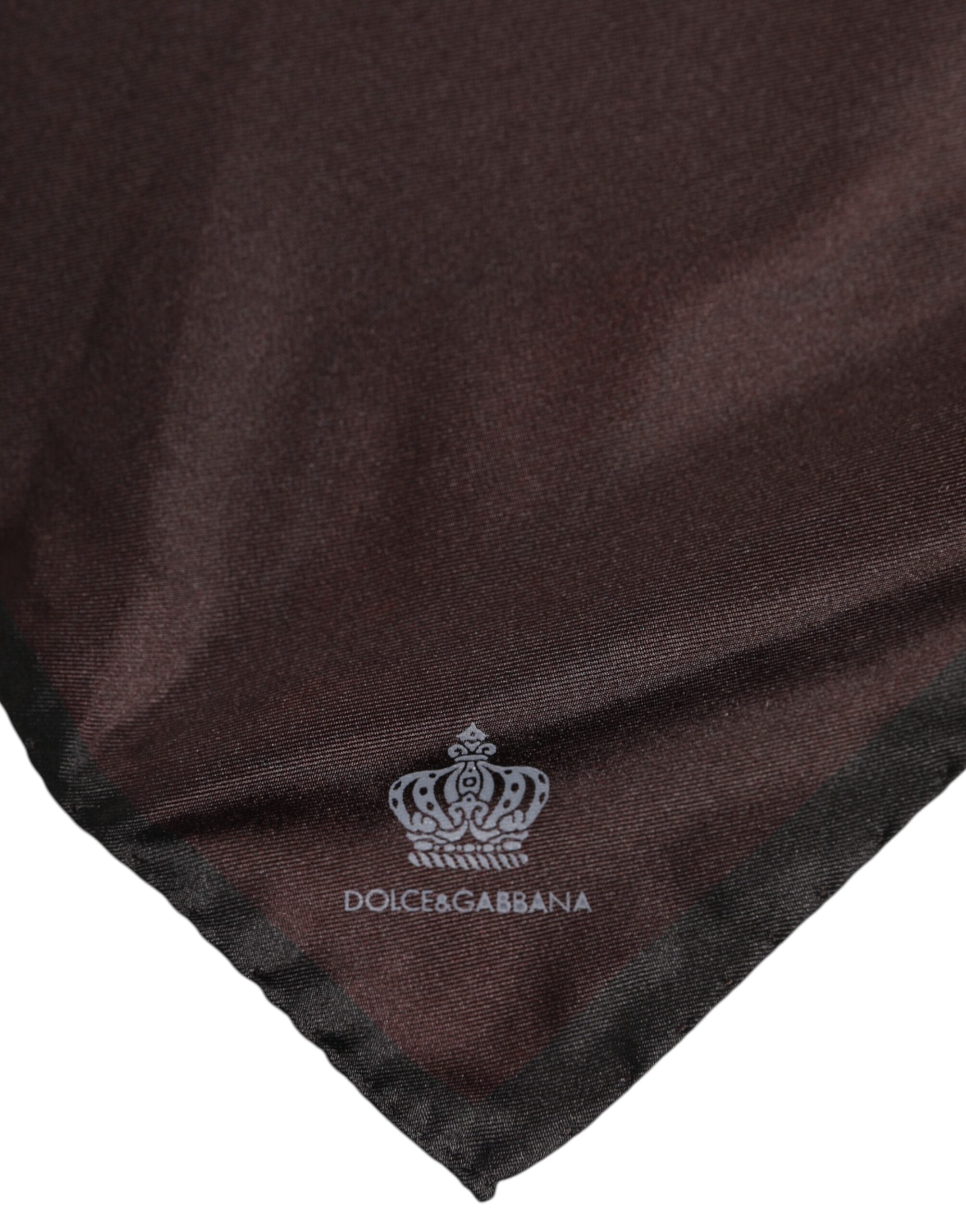 Dolce &amp; Gabbana Brun DG Crown Siden Fyrkantig Herr Foulard Halsduk