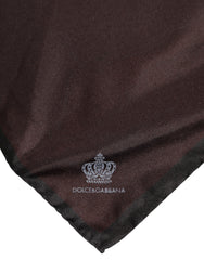 Dolce &amp; Gabbana Brun DG Crown Siden Fyrkantig Herr Foulard Halsduk