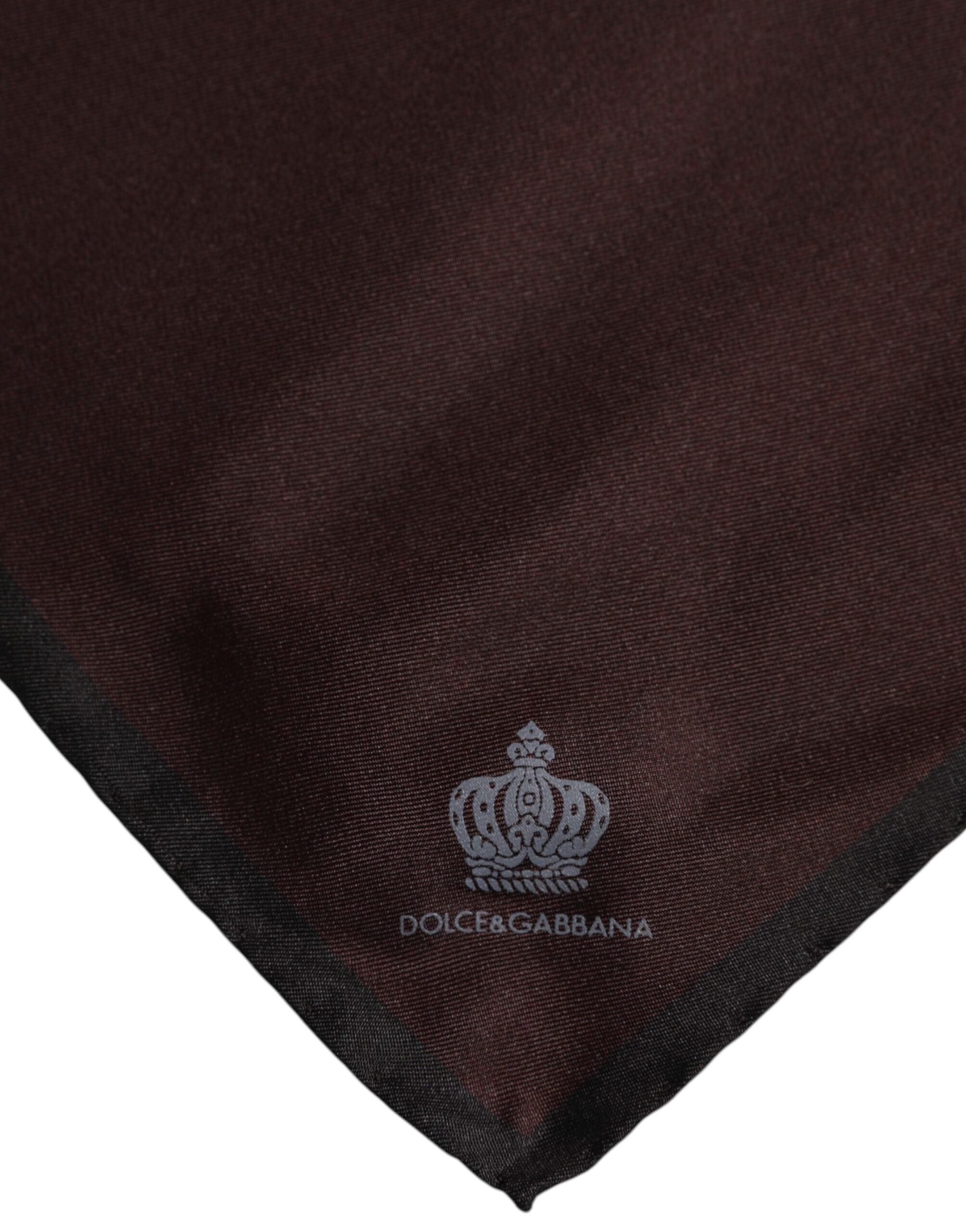 Dolce &amp; Gabbana Brun DG Crown Siden Fyrkantig Herr Foulard Halsduk