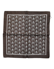 Dolce & Gabbana Brown Skull Silk Square Men Foulard Scarf