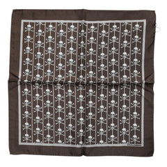 Dolce & Gabbana Brown Skull Silk Square Men Foulard Scarf