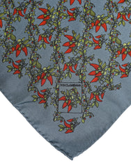 Dolce & Gabbana Gray Chilis Silk Square Men Foulard Scarf