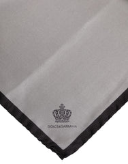 Dolce & Gabbana Gray DG Crown Silk Square Men Foulard Scarf