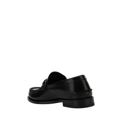 Versace Black Calf Leather Bos Taurus Slip-On Loafers