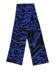 Dolce &amp; Gabbana Blå Svart Logotyp Halsvärmare Omlottsjal Halsduk