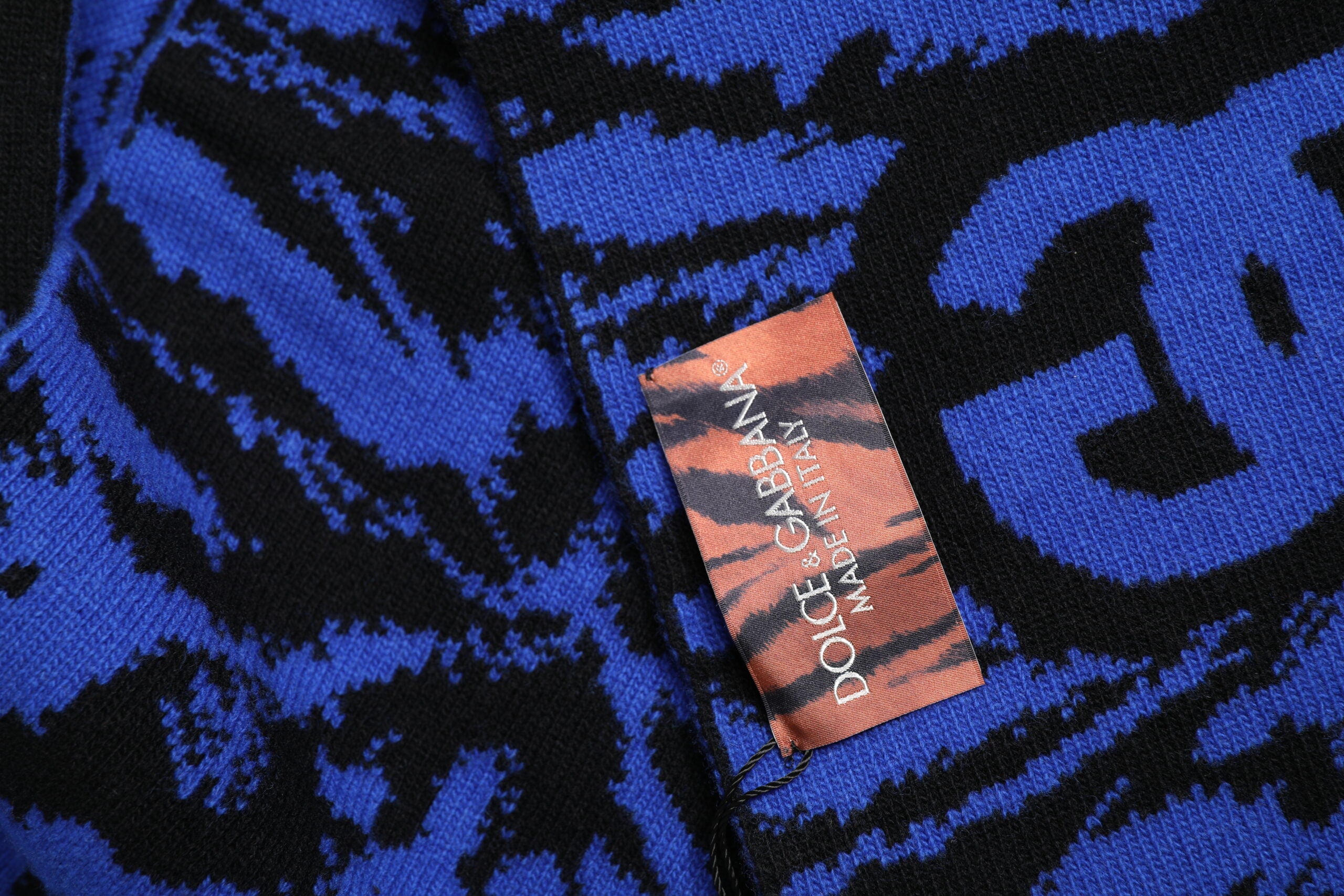 Dolce &amp; Gabbana Blå Svart Logotyp Halsvärmare Omlottsjal Halsduk