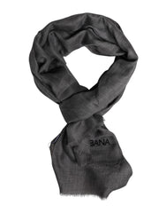 Dolce & Gabbana Gray Logo Print Neck Warmer Wrap Shawl Scarf