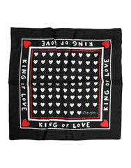 Dolce & Gabbana Black Printed Silk Square Men Foulard Scarf