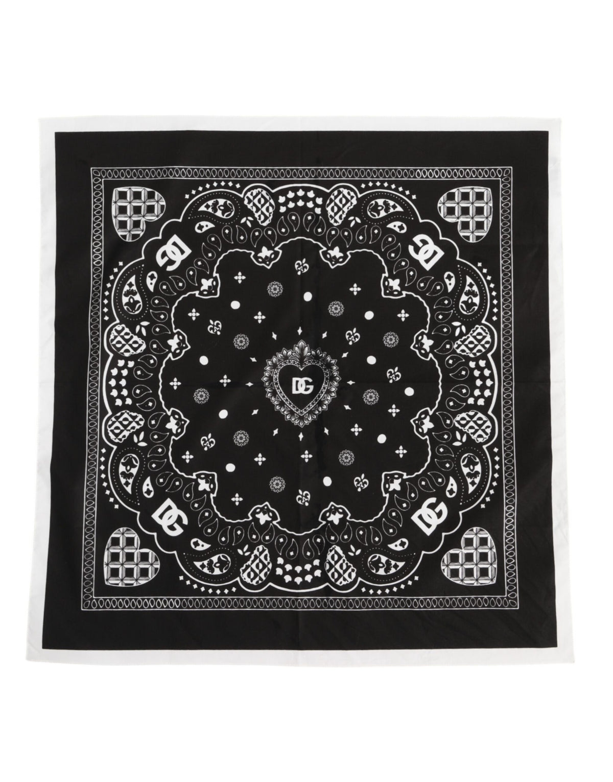 Dolce &amp; Gabbana Svartvit Bandana Fyrkantig Herr Foulard Halsduk