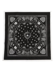 Dolce & Gabbana Black White Bandana Square Men Foulard Scarf