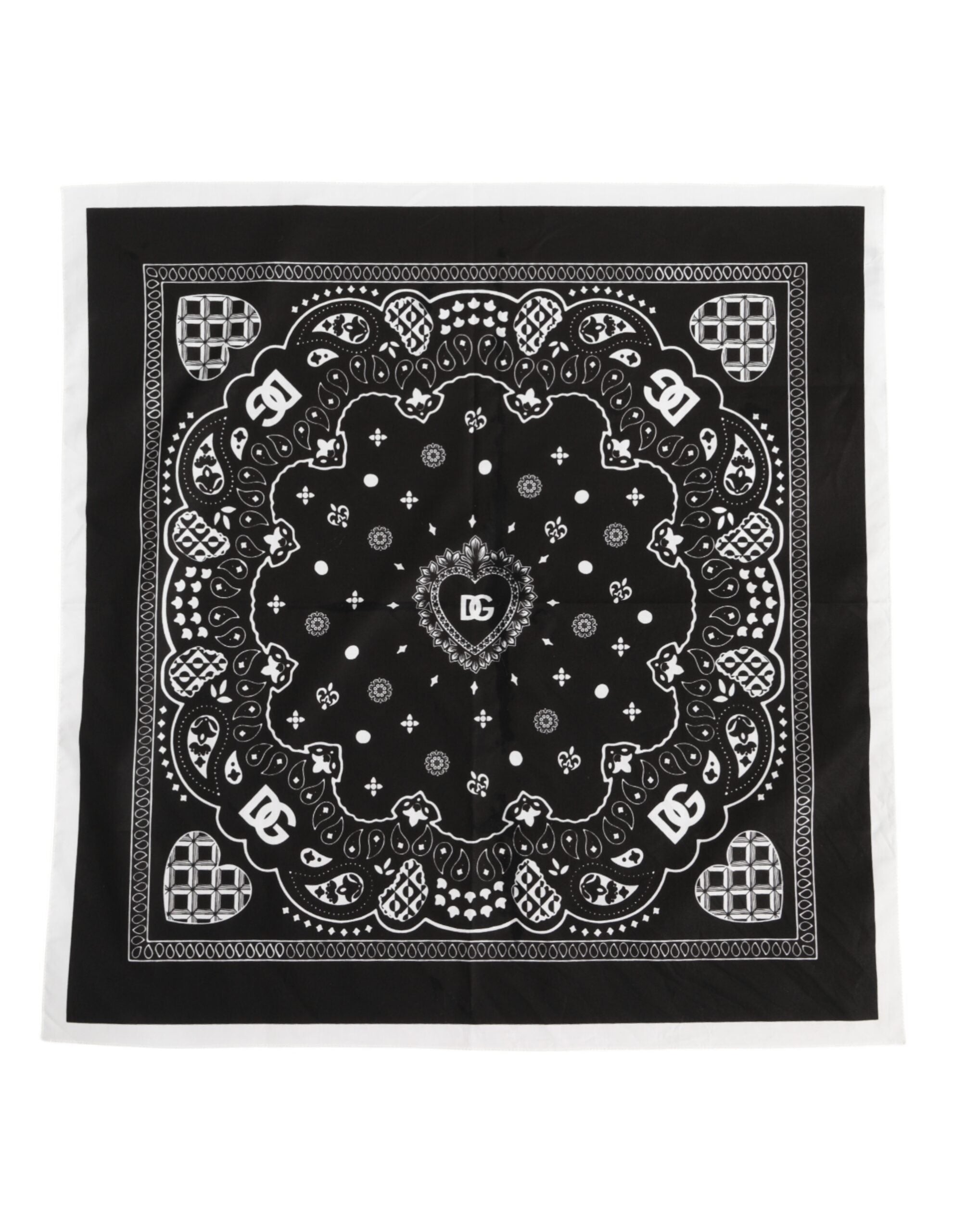 Dolce &amp; Gabbana Svartvit Bandana Fyrkantig Herr Foulard Halsduk
