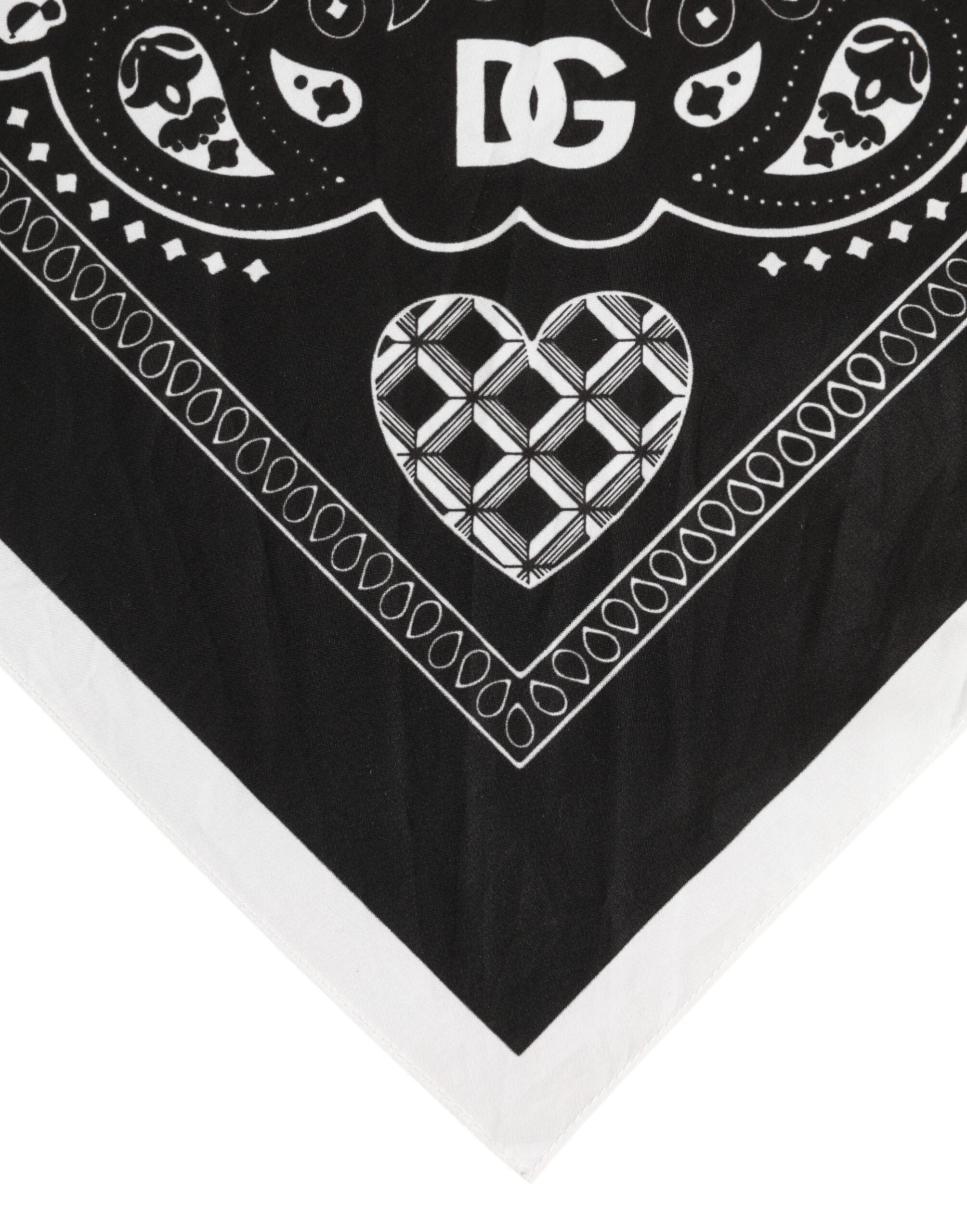 Dolce &amp; Gabbana Svartvit Bandana Fyrkantig Herr Foulard Halsduk