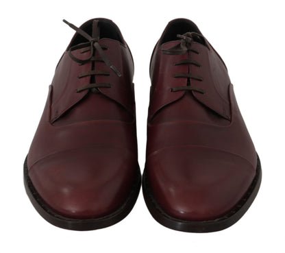 Dolce &amp; Gabbana Röda Bordeaux Läder Derby Formella Skor