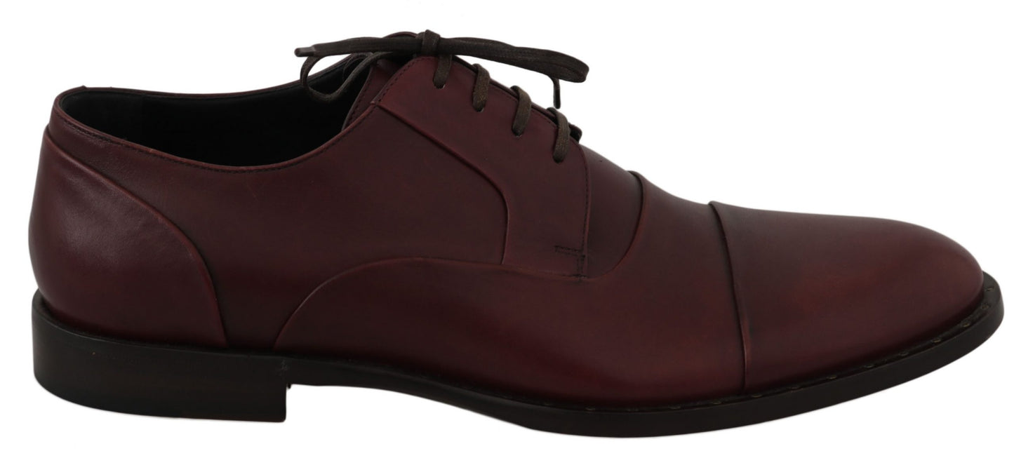 Dolce &amp; Gabbana Röda Bordeaux Läder Derby Formella Skor
