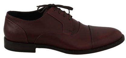 Dolce &amp; Gabbana Röda Bordeaux Läder Derby Formella Skor