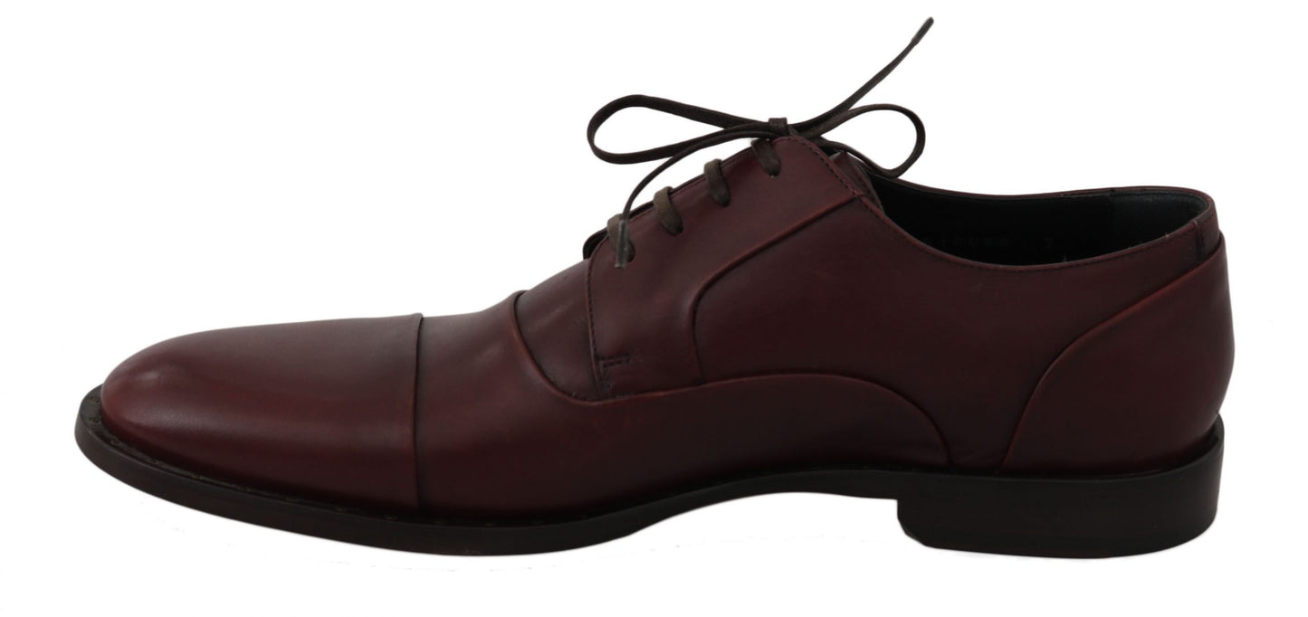 Dolce &amp; Gabbana Röda Bordeaux Läder Derby Formella Skor