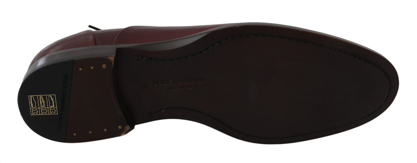 Dolce &amp; Gabbana Röda Bordeaux Läder Derby Formella Skor