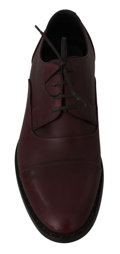 Dolce &amp; Gabbana Röda Bordeaux Läder Derby Formella Skor