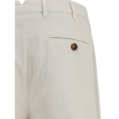 Brunello Cucinelli White Cotton Casual Pants