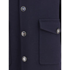 Valentino Blue Fleece Wool Coat