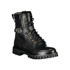 Tommy Hilfiger Black Leather Women Boot