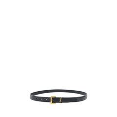 Saint Laurent Black Calf Leather Bos Taurus Thin Belt