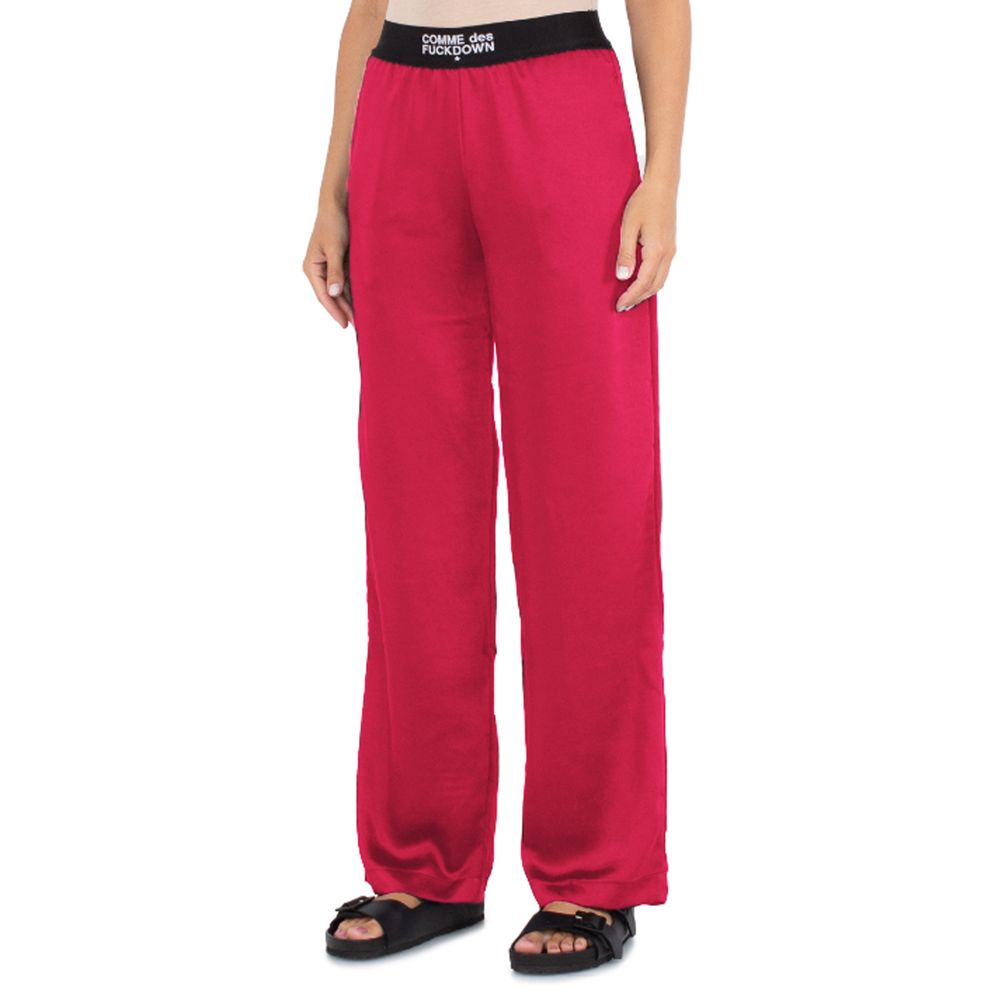 Fuchsia polyesterjeans och byxor