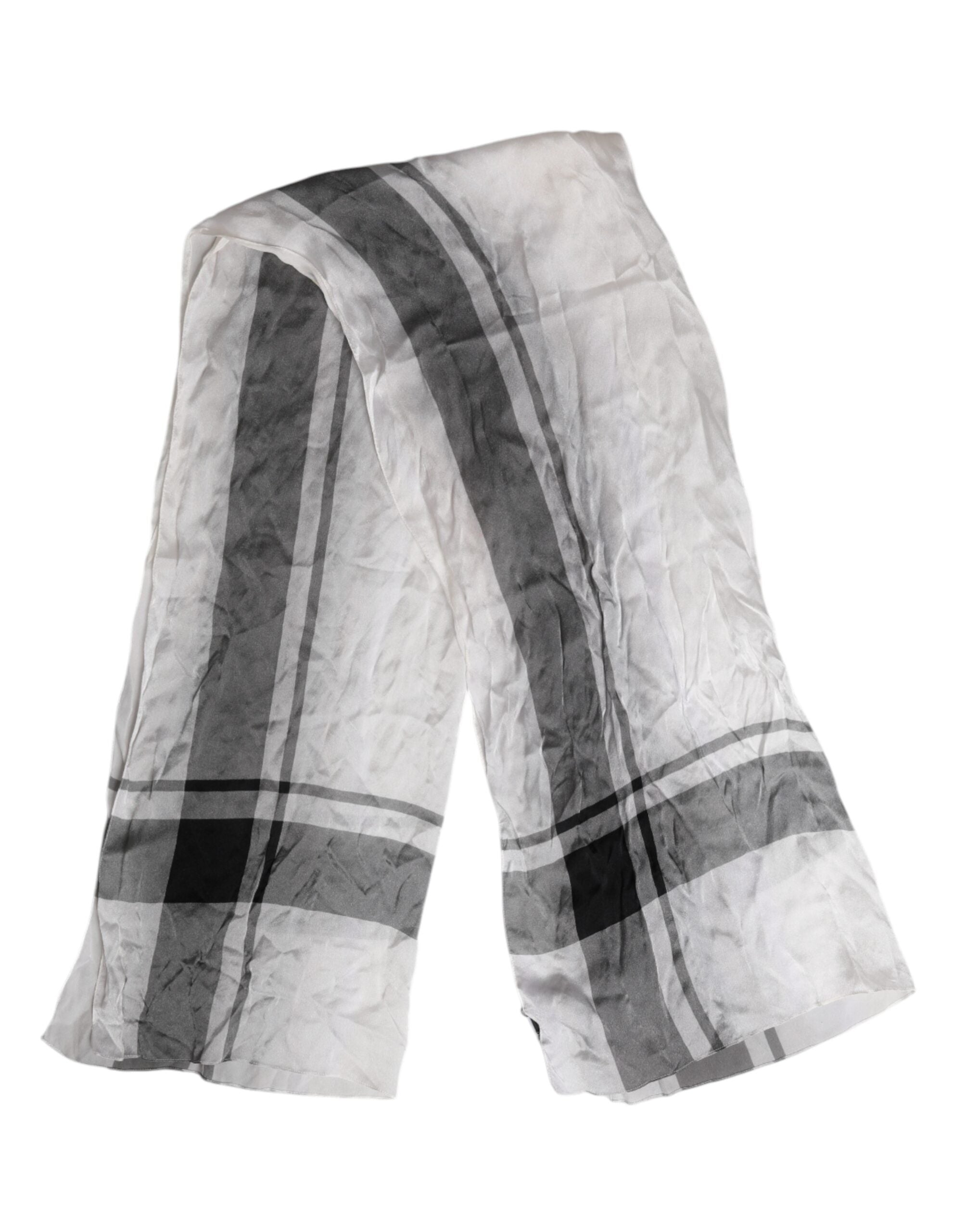 Dolce &amp; Gabbana Hvitt Svart Silke Varmere Wrap Foulard Skjerf