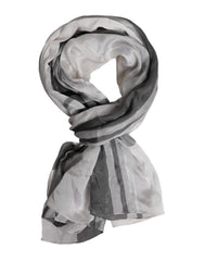 Dolce &amp; Gabbana Hvitt Svart Silke Varmere Wrap Foulard Skjerf