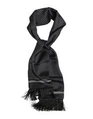 Dolce & Gabbana Black White Polka Dot Fringes Foulard Scarf
