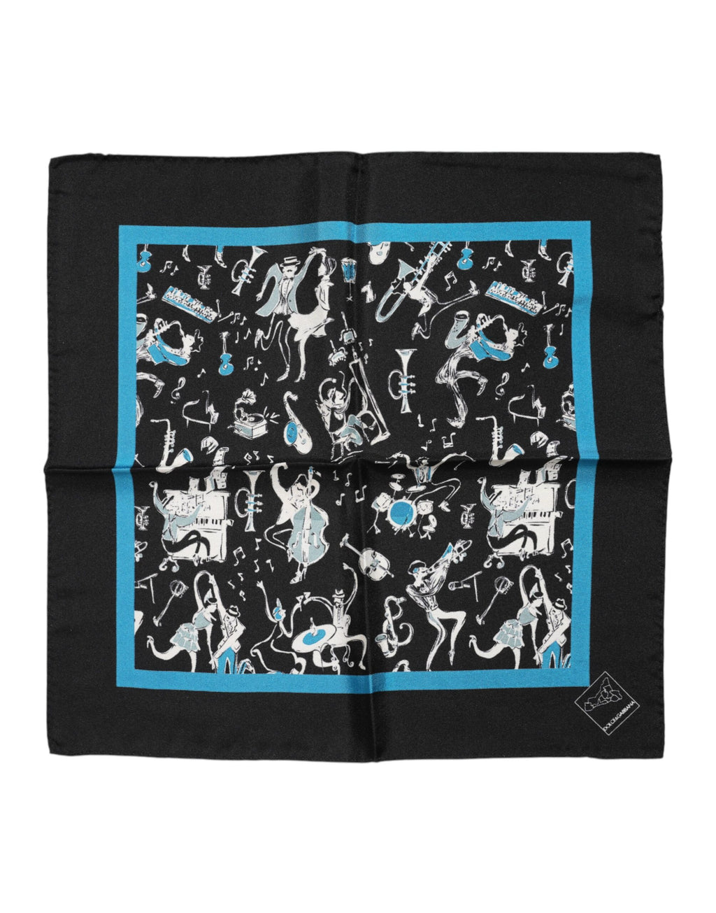 Svart Jazz Club Silk Square Menns Foulard Skjerf