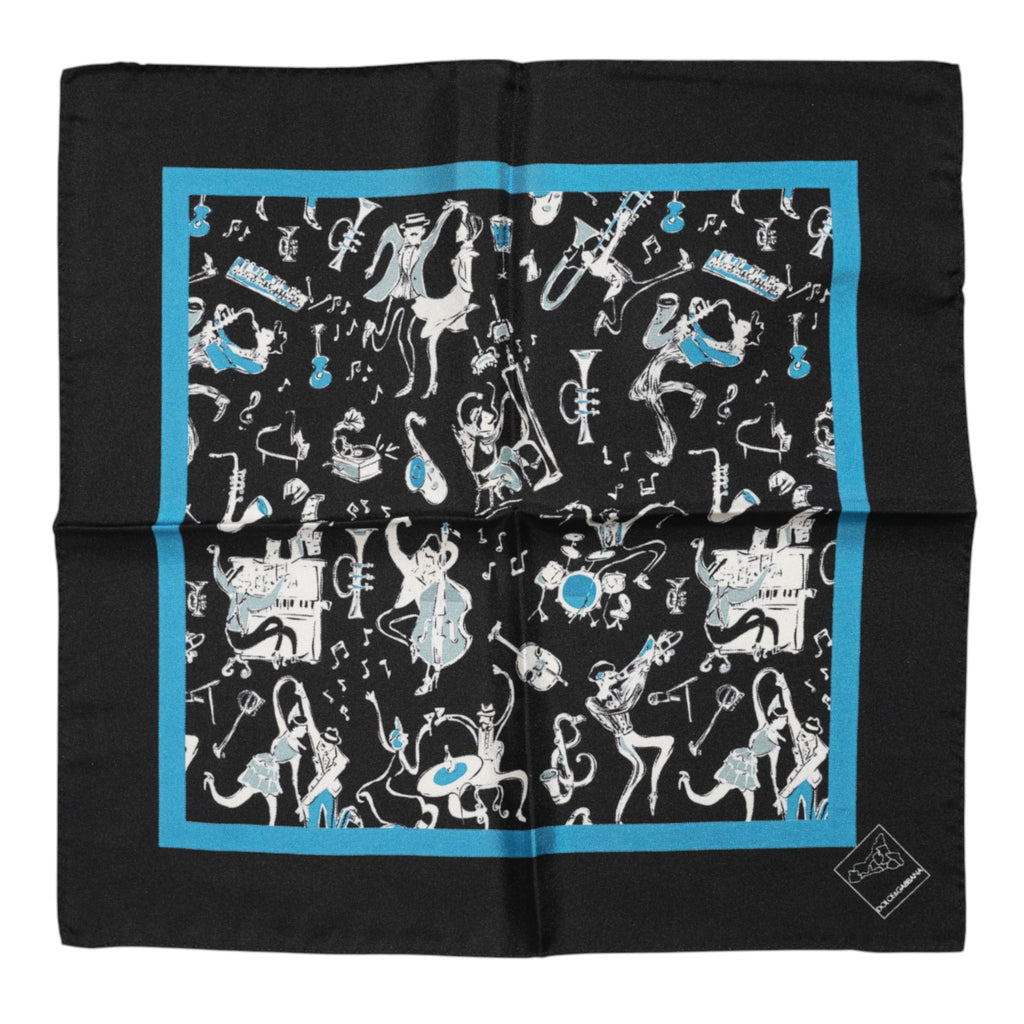 Svart Jazz Club Silk Square Menns Foulard Skjerf