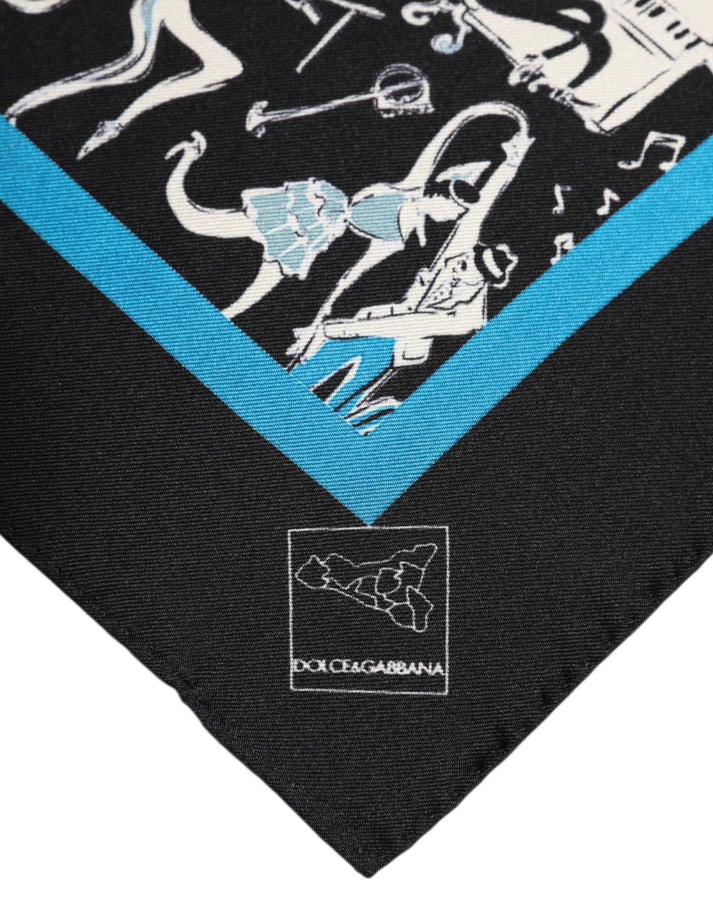 Svart Jazz Club Silk Square Menns Foulard Skjerf