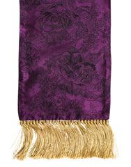 Dolce & Gabbana Purple Silk Fringes Cross Men Foulard Scarf
