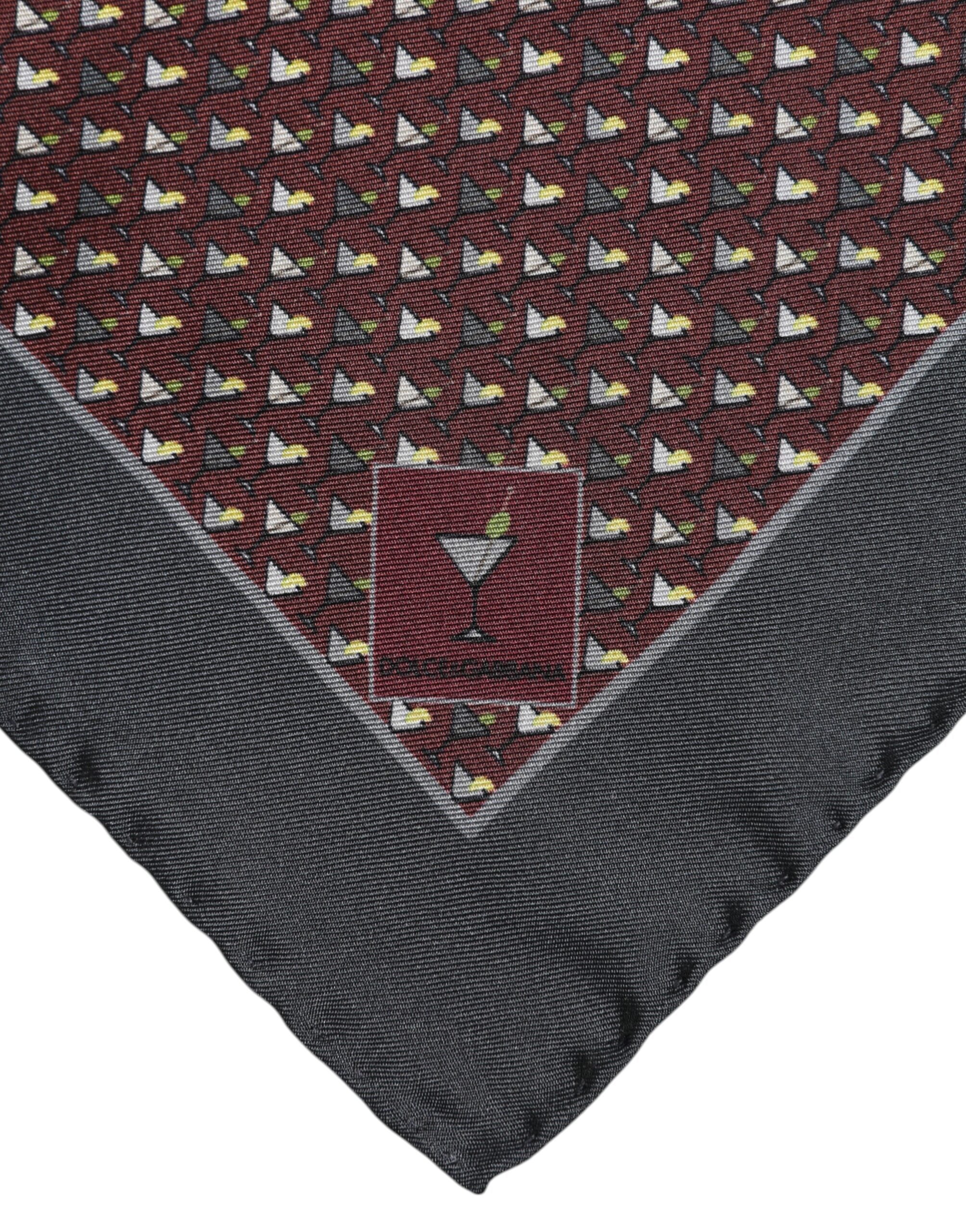 Dolce & Gabbana Maroon Cocktail Silk Square Foulard Scarf