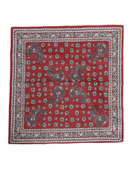 Dolce & Gabbana Red Floral Cotton Square Foulard Scarf