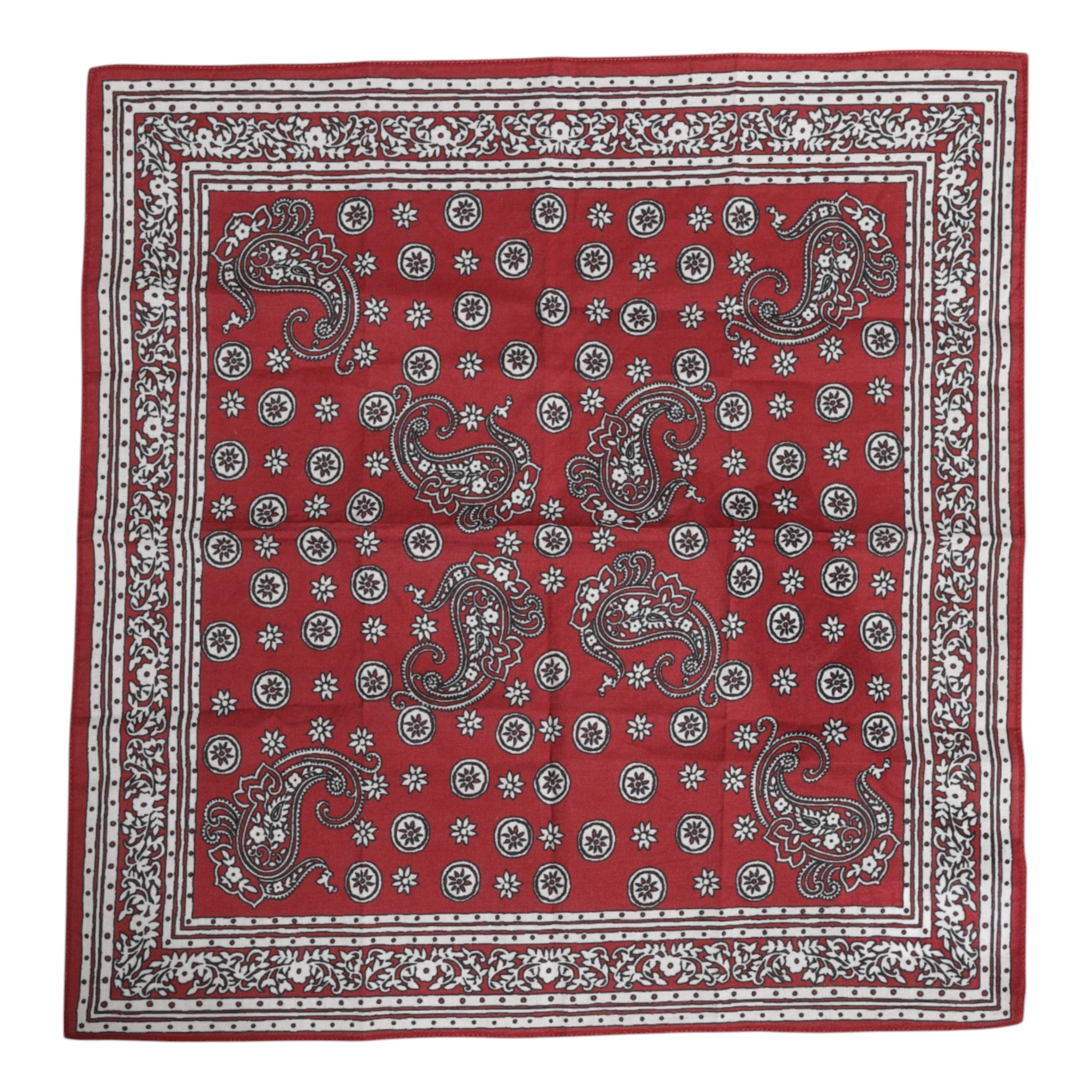 Dolce & Gabbana Red Floral Cotton Square Foulard Scarf