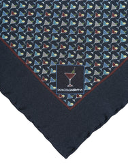 Dolce & Gabbana Blue Cocktail Silk Square Foulard Scarf