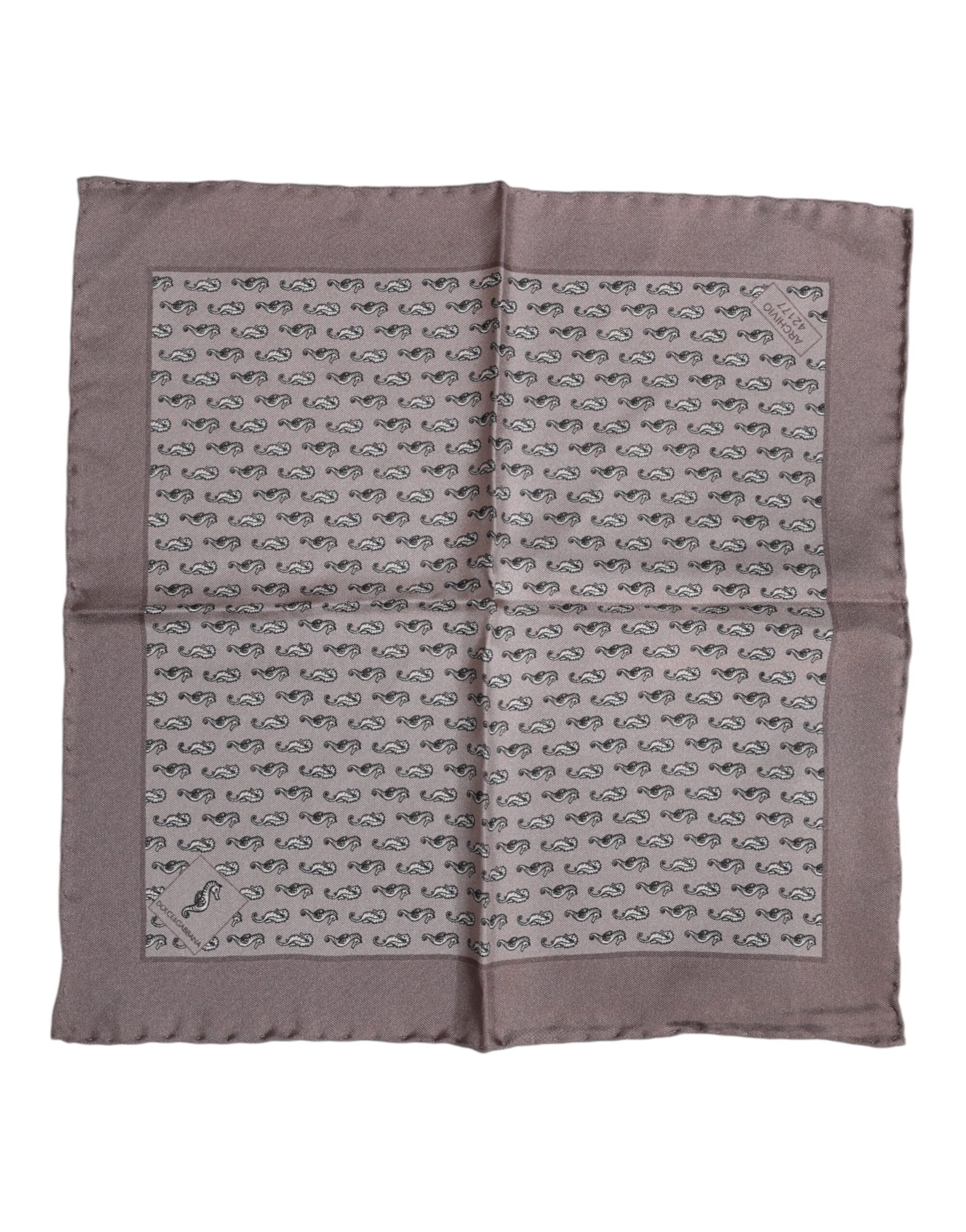 Dolce & Gabbana Brown Sea Horse Silk Square Foulard Scarf