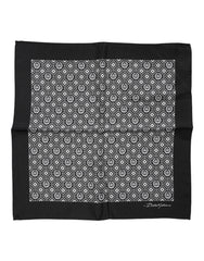 Dolce & Gabbana Black White Patterned Square Foulard Scarf
