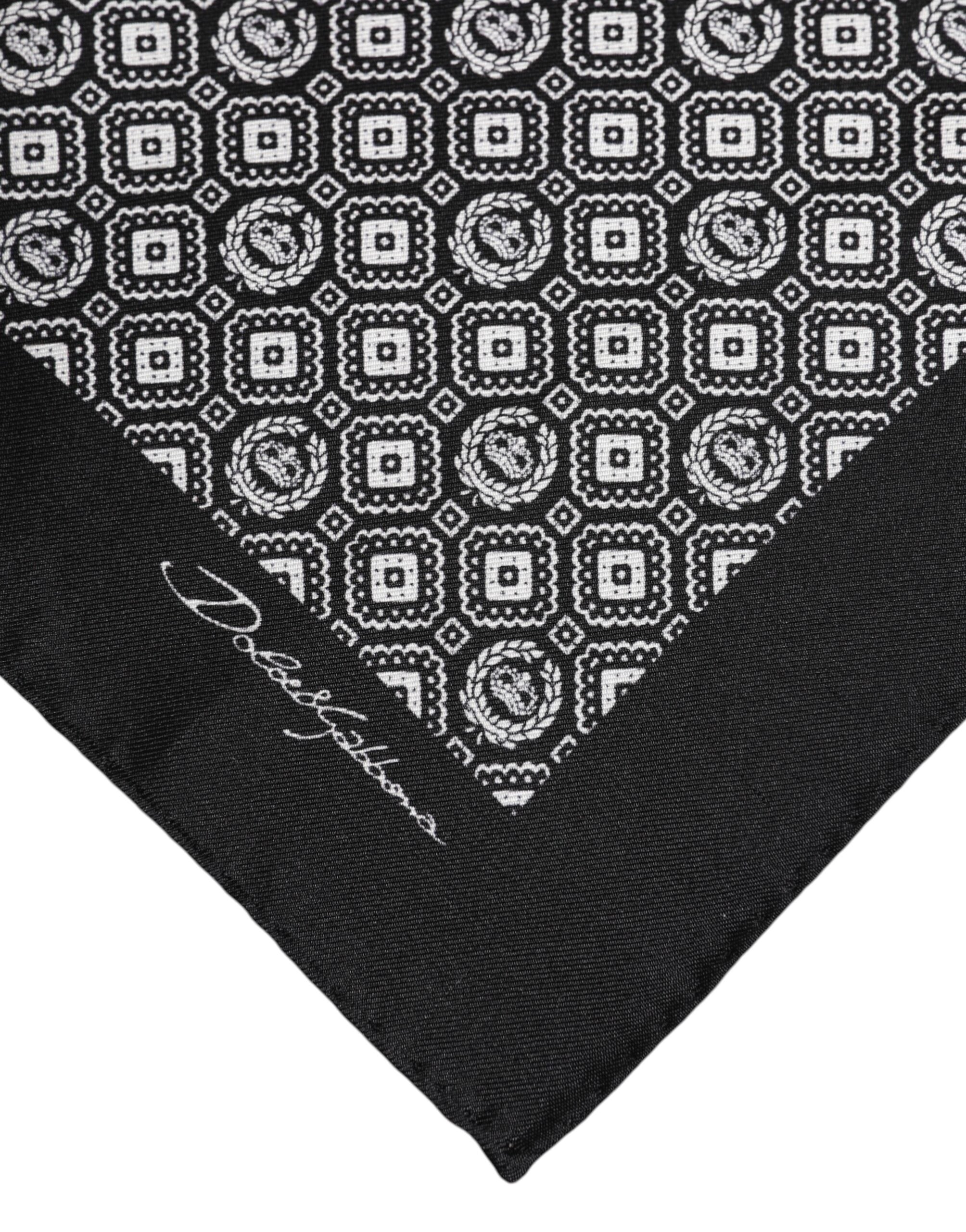 Dolce & Gabbana Black White Patterned Square Foulard Scarf